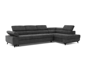 Dragonis Maxi hoekbank met slaapfunctie en opbergruimte - Easy-Clean fluweel | Kleur: Grafiet