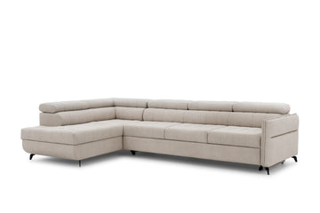 Elarias Maxi Hoekbank met Slaapfunctie - Luxe Chenille Zitzacht | Kleur: Beige | Afmeting: