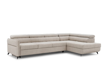Elarias Maxi Hoekbank met Slaapfunctie - Beige Chenille | Afm: 320x97x203 cm