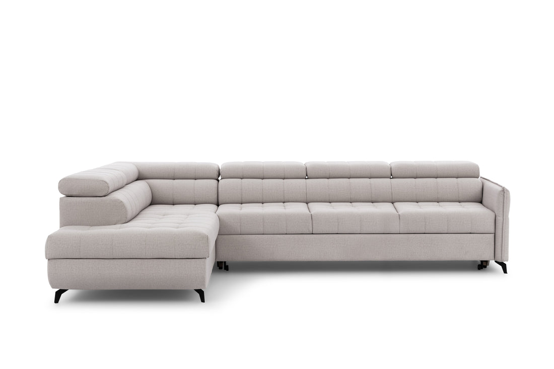 Elarias Maxi hoekbank met slaapfunctie en beddengoedcontainer | Kleur: Bekleding naar keuze
