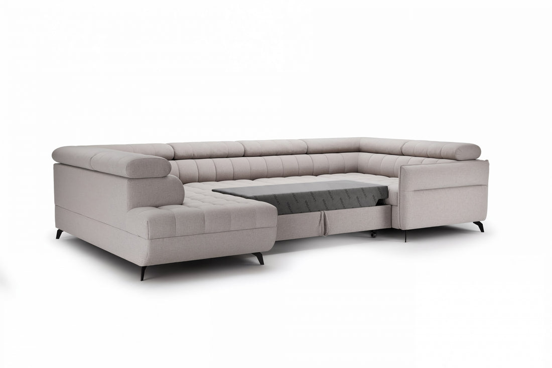 Elarias U Hoekbank met Slaapfunctie – Modern, Multifunctioneel & Comfortabel | Kleur: Zwart