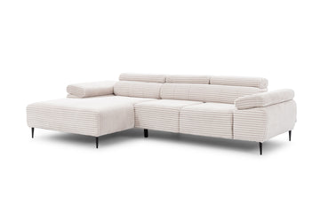 Taloria Mini hoekbank links met elektrisch uitschuifbare zitting | Beige Tilia 01 | 293x79x176 cm