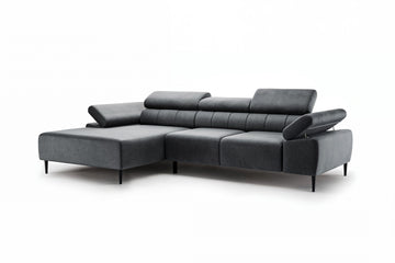 Taloria Mini hoekbank elektrisch uitschuifbaar - Modern industrieel design | Kleur: Grijs fluweel