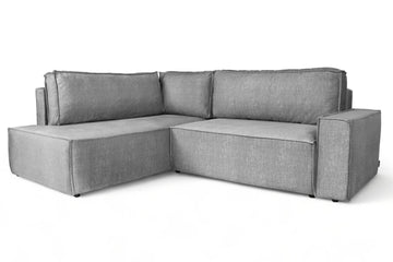 Flabio L Hoekbank Links met Slaapfunctie - Grijs Fluweel Vogue 14 | 254x90/77x202 cm