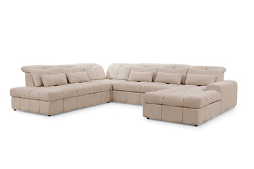 Magnelio U II Elektrische U-hoekbank met slaapfunctie en opbergruimte | Beige Boucle | Linkerkant