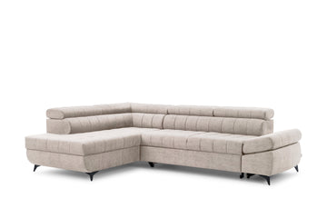 Valoris L Hoekbank met Slaapfunctie - Beige Chenille | 280x79/97x203 cm