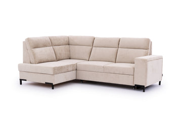 Loario L Hoekbank Links met Slaapfunctie - Beige Chenille | Afm: 257x100x180 cm
