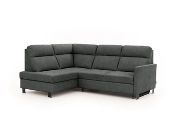 Loario L Hoekbank Links met Dolphin-slaapfunctie - Easy-Clean Fluweel Zetta 305 | Kleur: Grafiet
