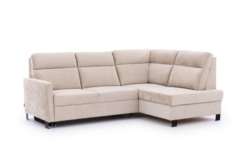 Loario L-hoekbank rechts met slaapfunctie - Beige chenille | Afm: 241x100x180 cm