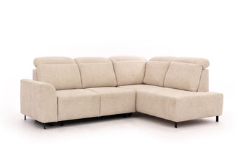 Magnis L Hoekbank met Slaapfunctie - Modern Design, Verstelbare Hoofdsteunen | Kleur: Beige