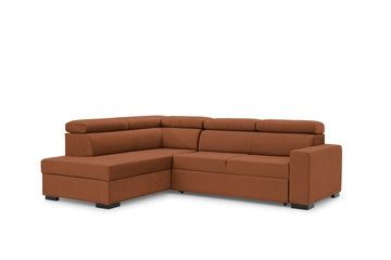 Modeno L-hoekbank met slaapfunctie en opbergruimte | Rood Pluche Pretty 09 | 261x104x202 cm