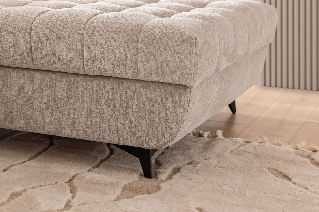 Hoekbank Valoris Mini Rechts met Slaapfunctie en Opbergruimte | Beige Chenille Perfect Harmony 07