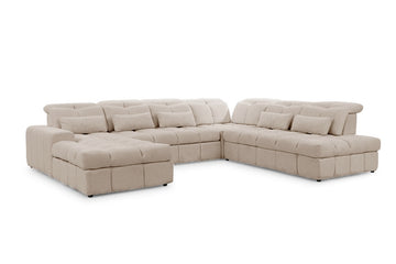 Magnelio U II Elektrische U-hoekbank met Slaapfunctie en Opbergruimte | Beige Bouclé | 342x280 cm