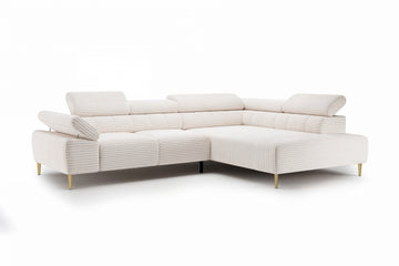 Taloria L Hoekbank Rechts met Elektrisch Uitschuifbare Zitting | Beige Pluche | 312x214 cm