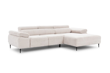 Taloria Mini hoekbank rechts met elektrisch uitschuifbare zitting | Beige pluche Tilia 01