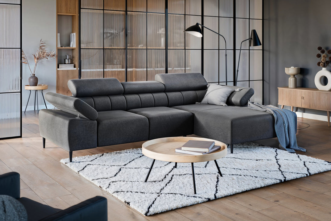 Taloria Mini hoekbank met elektrische uitschuifbare zitting - Comfortabel & Modern | Kleur: Grijs