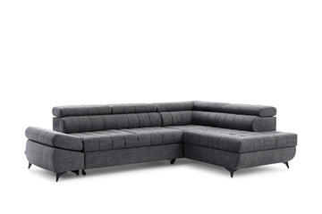 Valoris L Hoekbank Rechts met Slaapfunctie - Hydrofoob Fluweel Zetta | Kleur: Grafiet