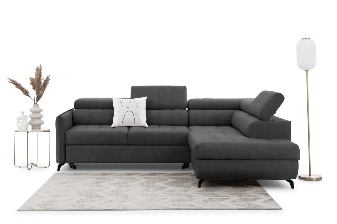 Elarias L Hoekbank met Slaapfunctie en Opbergruimte - Modern Comfort | Kleur: Grafiet