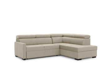 Taremo L Hoekbank met Slaapfunctie en Beddengoedcontainer | Kleur: Crème | Maat: 249x104/85x202 cm