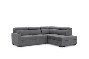 Taremo L Hoekbank met Slaapfunctie en Beddenbox - Grijs Fluweel Zetta 304 | Rechts | 249x104x202 cm
