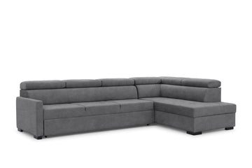 Taremo Maxi hoekbank met slaapfunctie en bedkist – grijs fluweel | Kleur: Grijs (Zetta 304)