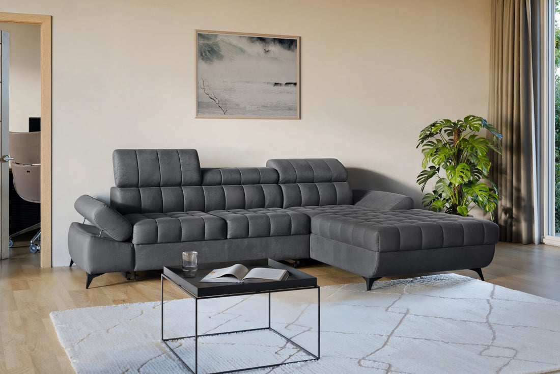 Valoris Mini hoekbank met slaapfunctie - Modern & verstelbaar comfort | Kleur: Grijs