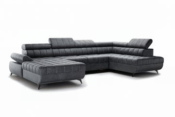 Valoris U II hoekbank met slaapfunctie en opbergruimte | Kleur: Grijs | Maat: 347x79/97x203 cm