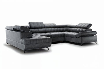 Valoris U Hoekbank met slaapfunctie – Modern, verstelbaar, opbergruimte | Grijs | 340x79/97x205 cm