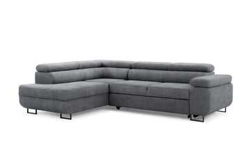 Annabelle L Hoekbank Links met Slaapfunctie - Hydrofoob Fluweel | Kleur: Grafiet | Maat: 270x98x200