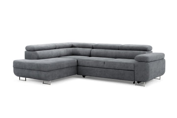Annabelle L Hoekbank met Slaapfunctie - Hydrofoob Fluweel | Kleur: Grafiet | Maat: 270x77x200 cm
