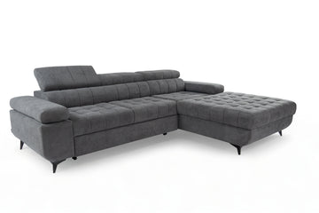 Dragonis L II Hoekbank met Slaapfunctie & Opbergruimte | Kleur: Grijs | Maat: 276x79/97x203 cm