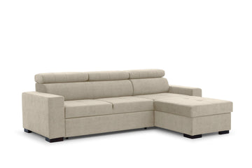 Modeno Mini hoekbank met slaapfunctie en opbergruimte | Kleur: Beige | Maat: 258x104/85x183 cm