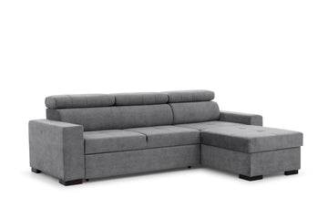 Modeno Mini hoekbank met slaapfunctie en opbergruimte | Grijs fluweel | Universeel links/rechts