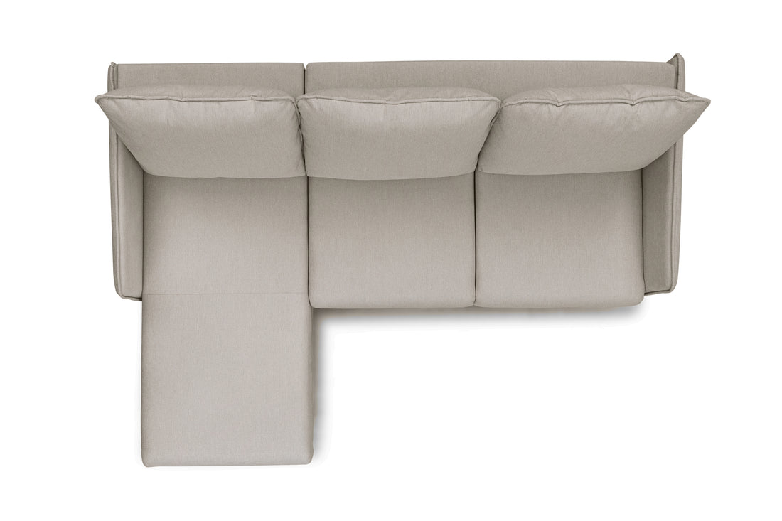 Taila Mini Linkse Hoekbank met Slaapfunctie - Beige Vlecht | Zwarte Metalen Poten | 225x99x163 cm