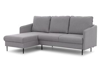 Taila Mini Linkse Hoekbank met Slaapfunctie - Grijze Vlecht Loft 19 | Zwarte Poten | 225x99x163 cm