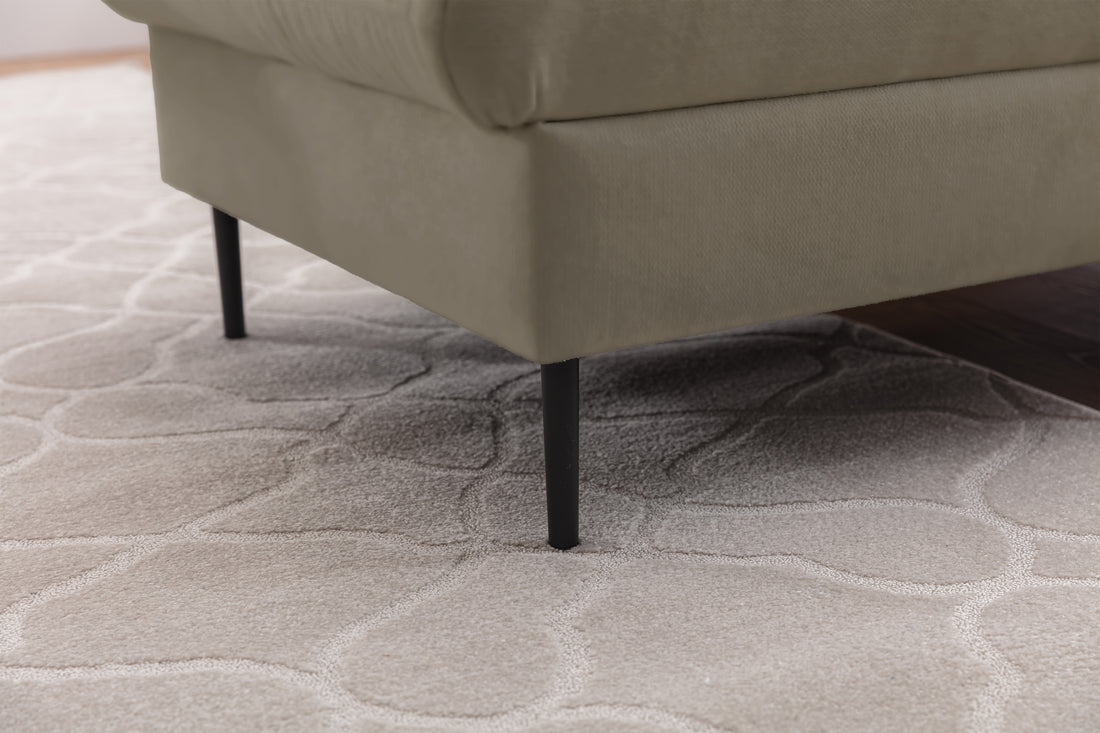 Taila Mini hoekbank met slaapfunctie en beddengoedcontainer | Beige fluweel | Rechts