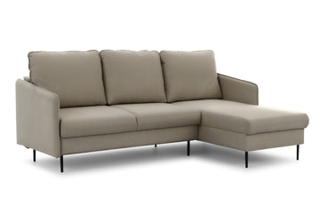 Taila Mini hoekbank met slaapfunctie en beddengoedcontainer | Beige fluweel | Rechts