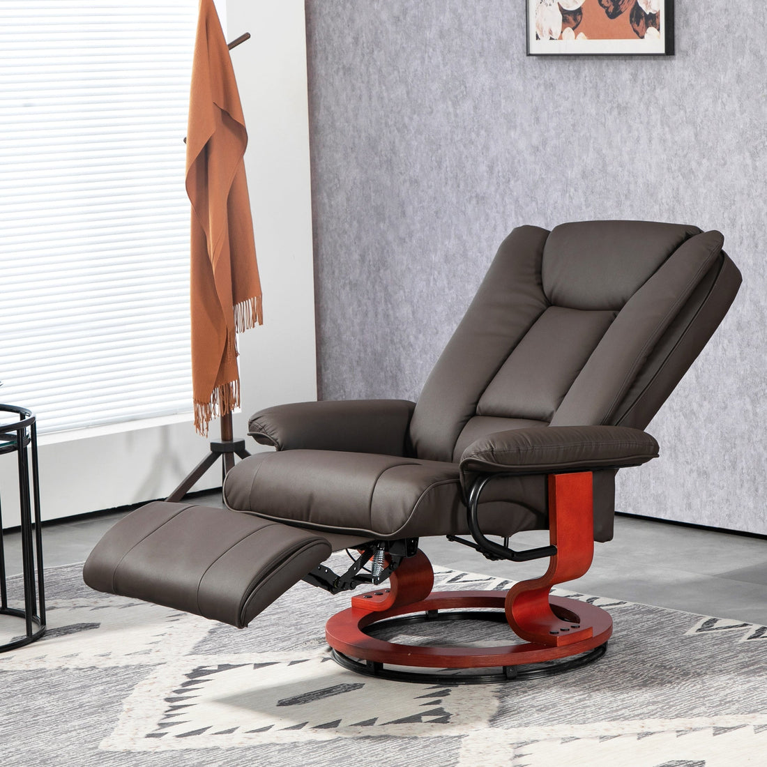 Relaxsessel mit Liegefunktion und Drehfuss | Farbe: Braun | Abmessungen: 78x88x103 cm