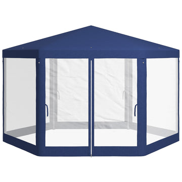 Tuinpaviljoen met insectengaas | Kleur: Blauw | Afmetingen: 341.2x394x250 cm