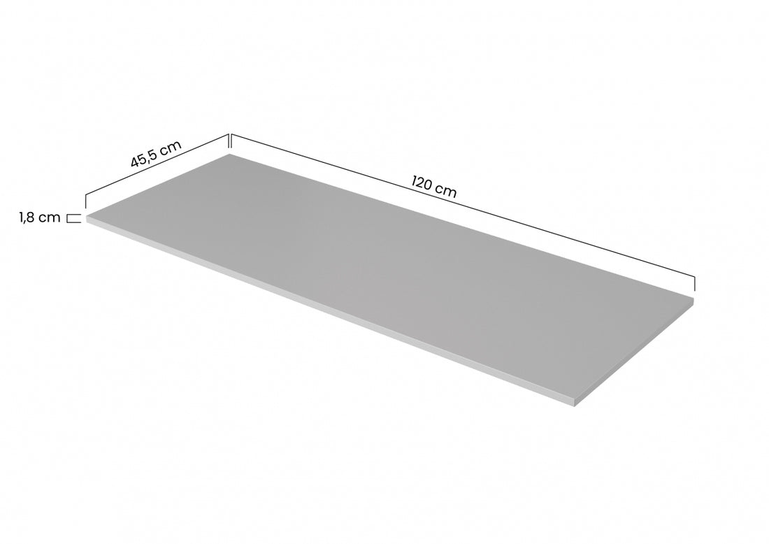 Nicole badkamerwerkblad 120 cm – Duurzaam MDF, mat wit | Kleur: Mat wit | Maat: 120x45,5x1,8 cm