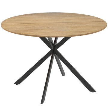 Ronde eettafel voor 4 - Industriële tafel | Kleur: Bruin+Zwart | Afmetingen: 120x120x75 cm