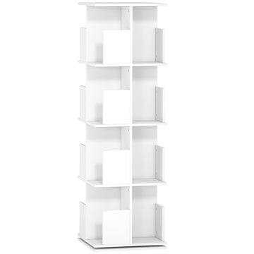 Draaibare boekenkast met 4 niveaus en 16 vakken | Kleur: Wit | Afmetingen: 39x39x128.3 cm