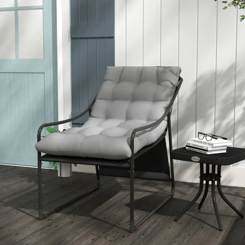 Gartenloungesessel für draußen | Farbe: Grau | Maße: 110x62x88 cm