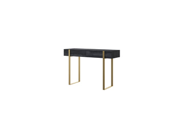 Verica Console/Kaptafel met 2 lades - Zwart Beton & Gouden Poten | 120x78x40 cm