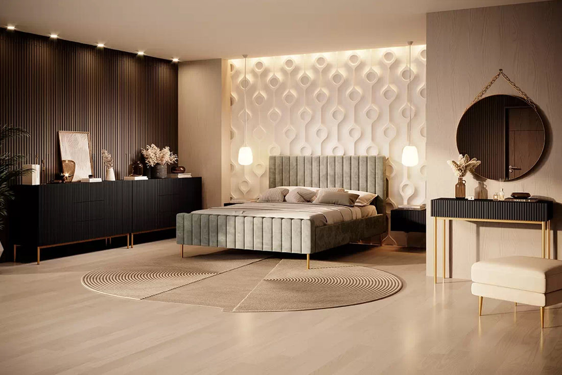 Nicole Kaptafel 100 cm met Lades - Mat Zwart | Gouden Poten | 100x82x41 cm