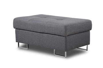 Annabelle gestoffeerde poef met chromen poten – modern design | Kleur: Zilver | Afm: 100x45x60 cm