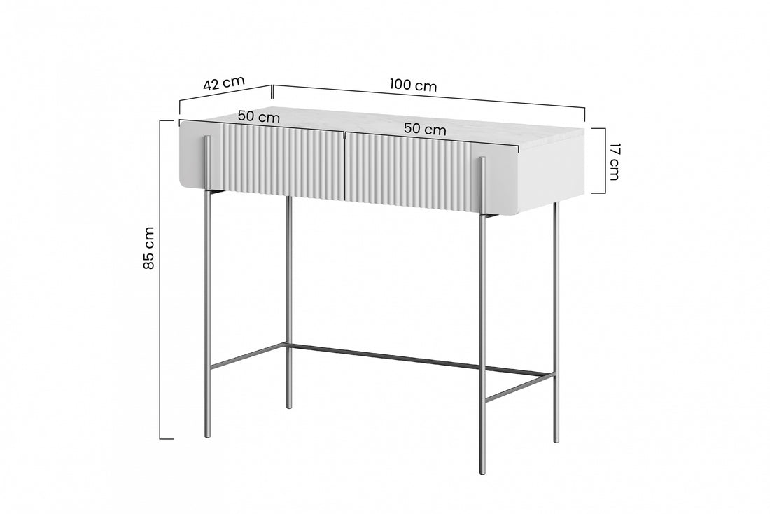 Malmi Kaptafel met 2 lades - Minimalistisch design | Kasjmier | 100x85x42 cm | Zwarte poten