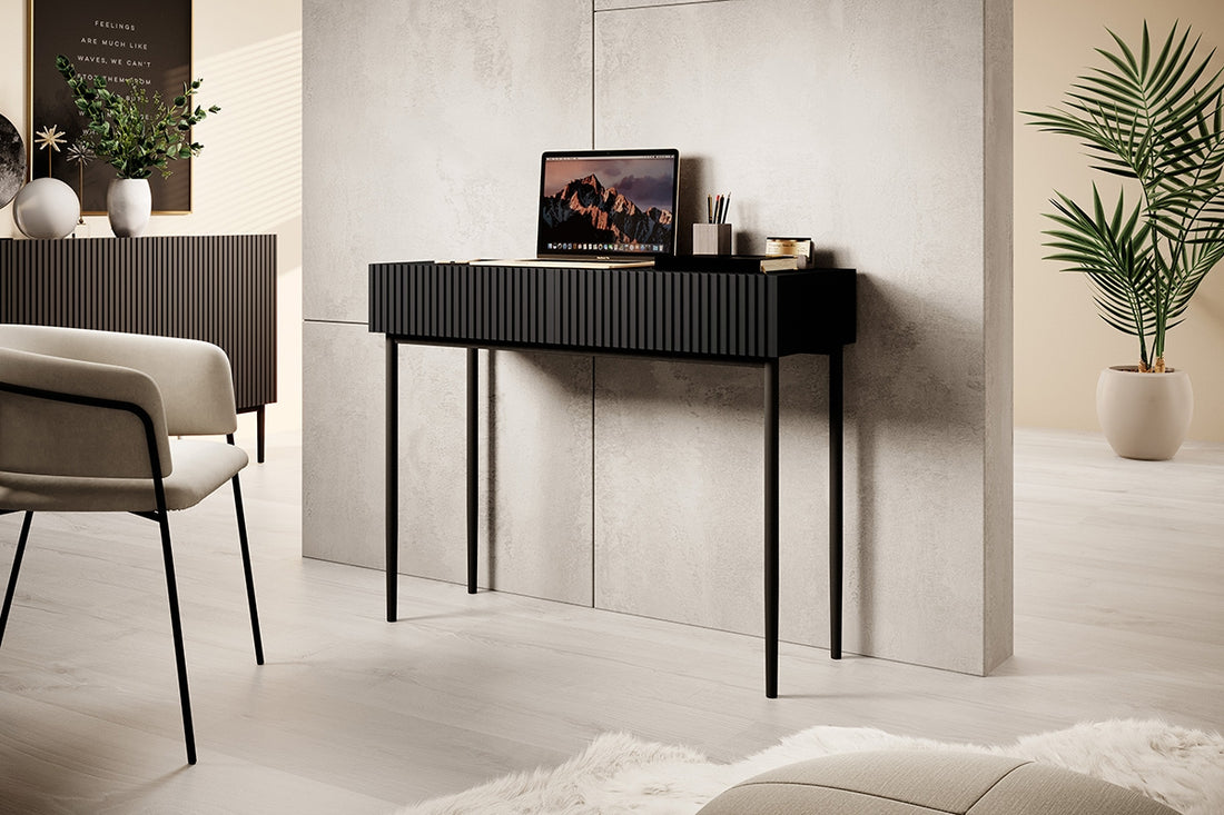 Nicole Bureau 100 cm met lades – Modern mat zwart | Kleur: Mat zwart | Maat: 100x82x41 cm