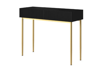 Nicole Bureau 100 cm met lades - Mat zwart / Gouden poten | Kleur: Mat zwart / Goud