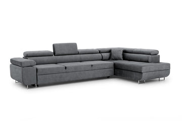 Annabelle Maxi hoekbank met slaapfunctie – Rechterkant | Kleur: Grafiet | Maat: 340x98x203 cm